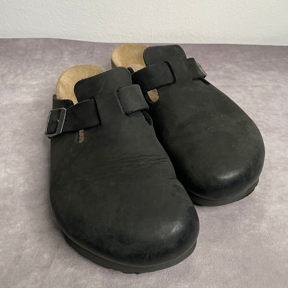 Birkenstock Boston Oiled Leather Clogs Mens 39 Black Slip On Mules Unisex